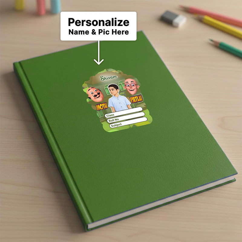 Personalized Motu Patlu Cartoon Kids Name Slips – Illustrated Cartoon Art School Name Stickers (2×3 Inch, 28 Stickers) | Love Craft Gifts