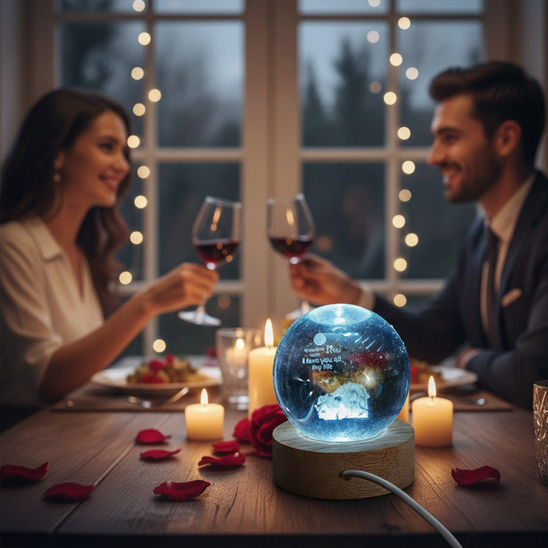 Personalized 3D Crystal Ball Multi-Color LED Lamp | Love Craft Gifts