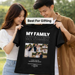 Personalized My Family Photo Collage Black T-Shirt – Custom Pics Printed | Love Craft Gifts