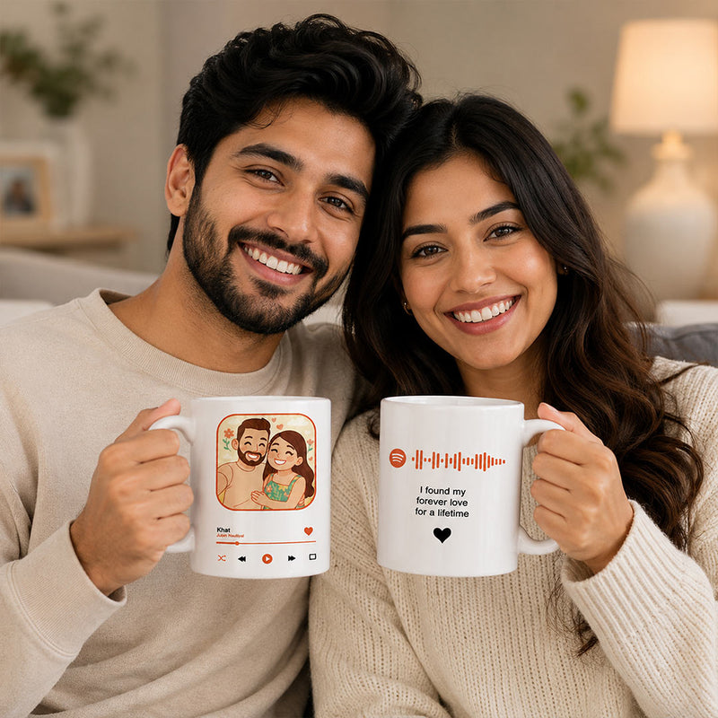 Personalized Spotify Photo Mug 325ml | Custom Song QR Code Coffee Mug with Photo & Message | Romantic Gift for Couples, Anniversary & Valentine's Day