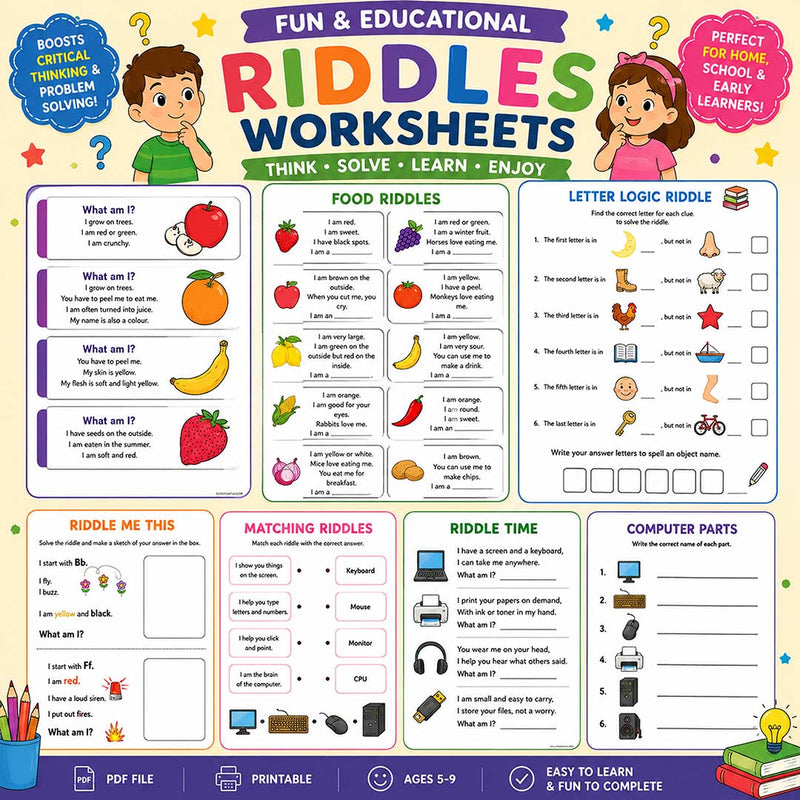 Online Worksheet For Kids Early Learning- Brain & Fun Activities Bundle (3 to 8 years)
