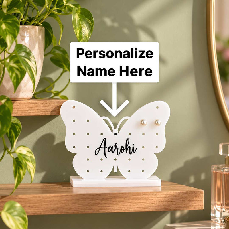 Personalized Butterfly Earring Holder Stand 6x7" | Dressing Table Gift for Girls, Women & Jewellery Lovers | Love Craft Gifts™