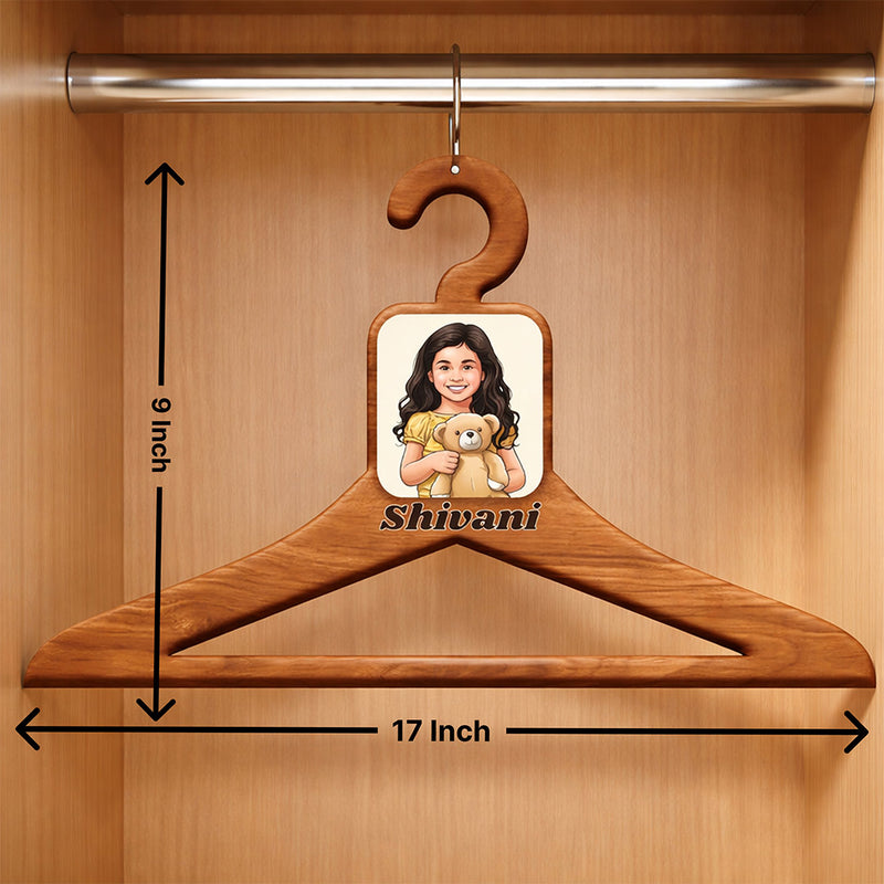 Personalized Kids Wooden Clothes Hanger for Wardrobe