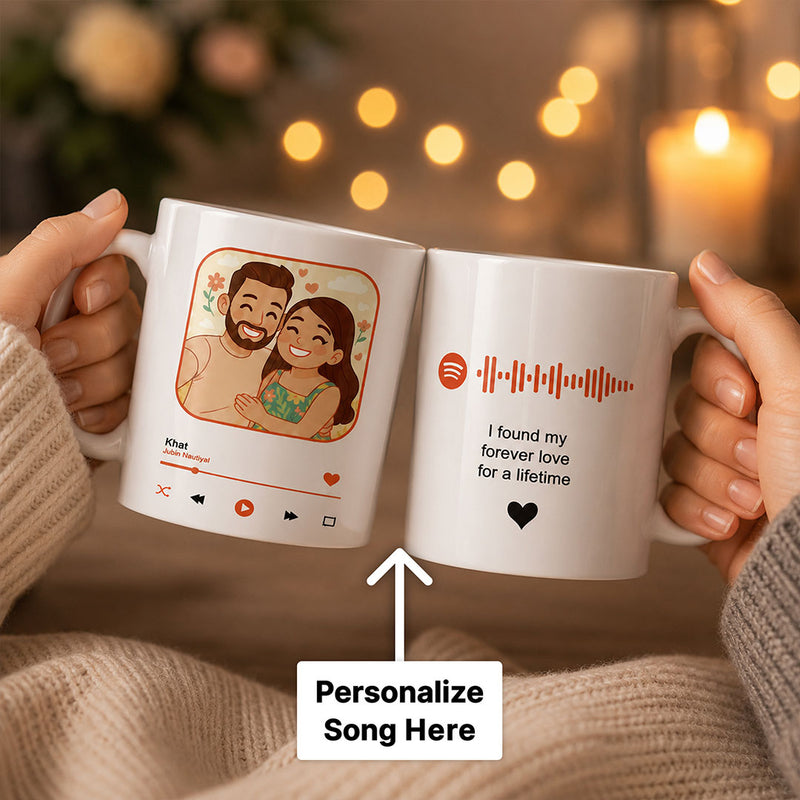 Personalized Spotify Photo Mug 325ml | Custom Song QR Code Coffee Mug with Photo & Message | Romantic Gift for Couples, Anniversary & Valentine's Day