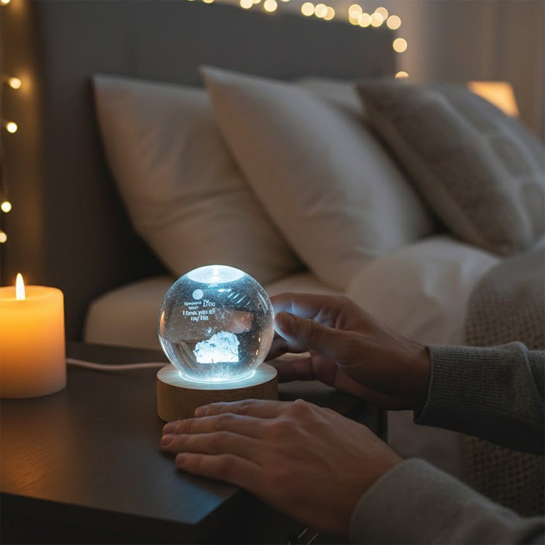 Personalized 3D Crystal Ball Multi-Color LED Lamp | Love Craft Gifts