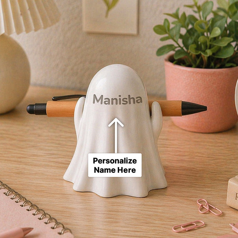 Personalized Cute Ghost Pen Holder – Custom Name Desk Organizer Gift for Kids & Friends | Love Craft Gifts™