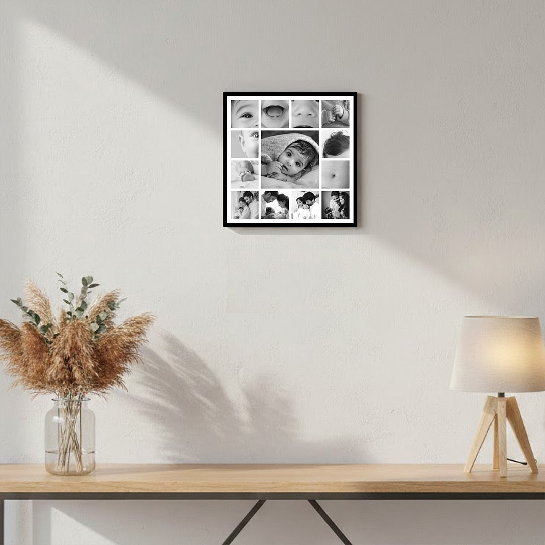 Personalized Baby Photo Collage Wall Frame (9×9”) | Love Craft Gifts
