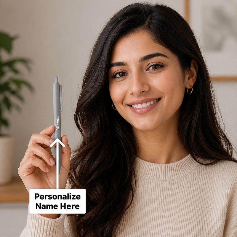 Personalized Grey Name Pen (Standard Size) – Elegant Custom Writing Gift for Professionals & Students | Love Craft Gifts™