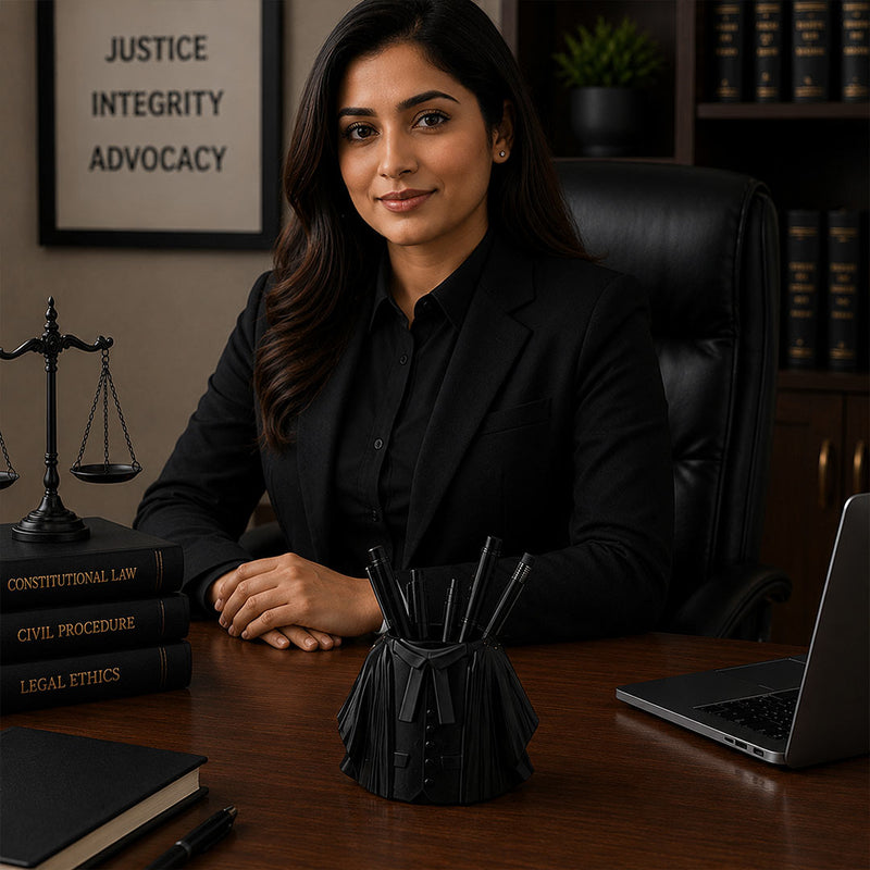 Personalized Lawyer Coat Pen Stand | Desk Organizer Gift
