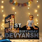 Personalized 1st Birthday Baby Photo Table-Top Stand (12×18”) | Love Craft Gifts