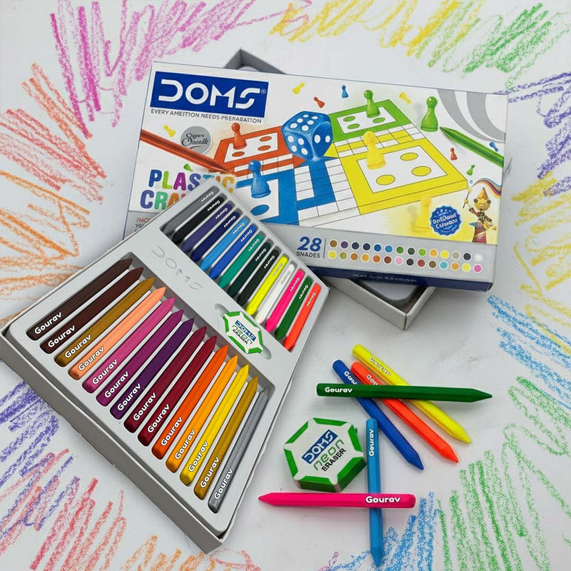 Personalized DOMS Plastic Crayons – 28 Shades (Multicolour) | Love Craft Gifts