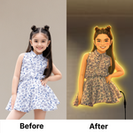 Personalized AI Cartoon Wooden 3D LED Photo Cutout Gift for Girl (14 x 24 Inch) – Custom Photo LED Lamp for Birthday, Kids & Special Gifts | Love Craft Gifts™