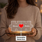 Personalized Puzzle Acrylic LED Lamp Custom Name Couple Gift 6x3 Inch | Love Craft Gifts