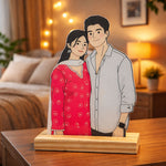 Personalized Cartoon Couple Acrylic Photo Frame – Table Top Gift (6×8 Inch) | Love Craft Gifts