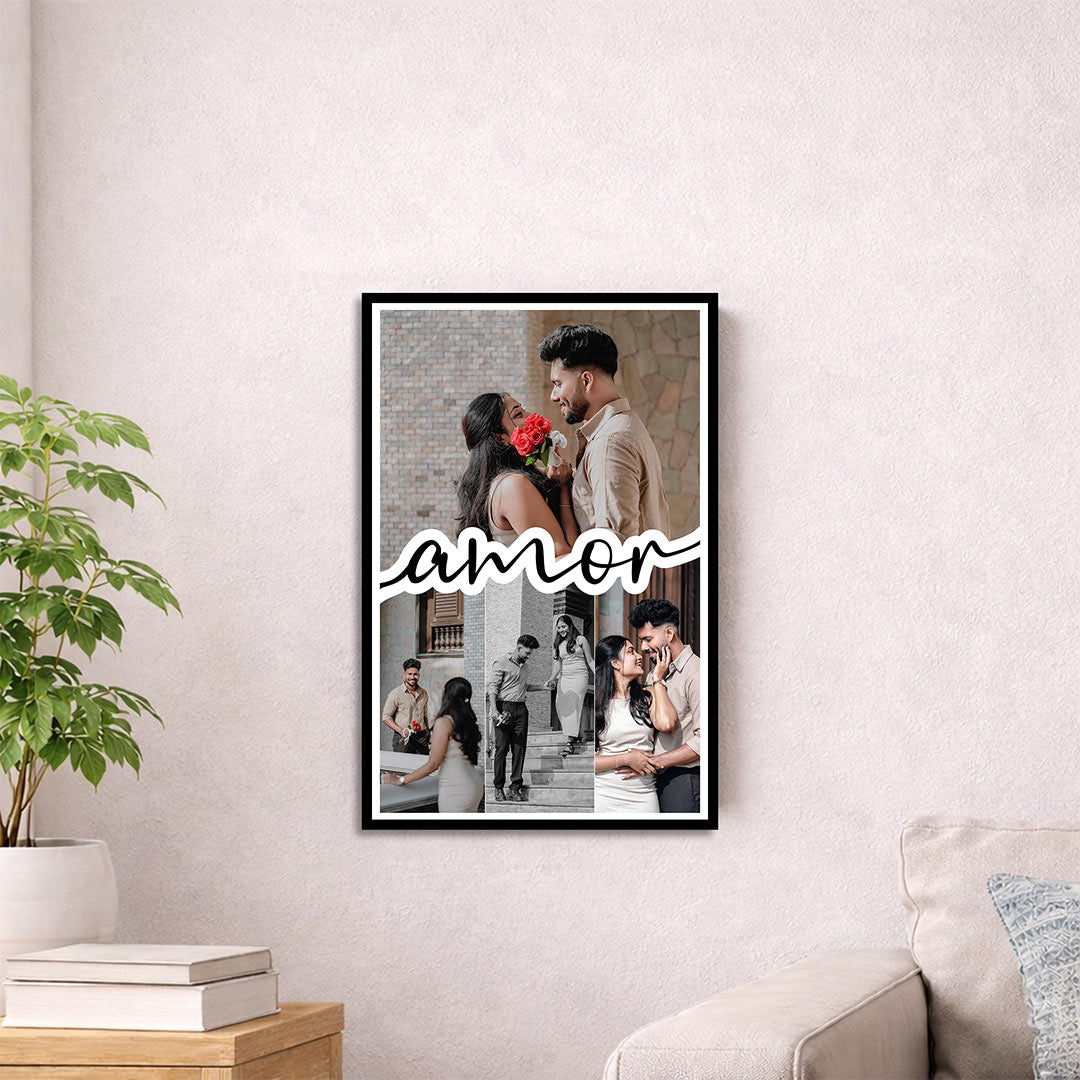 Personalized Amor Couple Photo Collage Frame – Custom Romantic Multi Photo Frame (All Sizes) | Love Craft Gifts