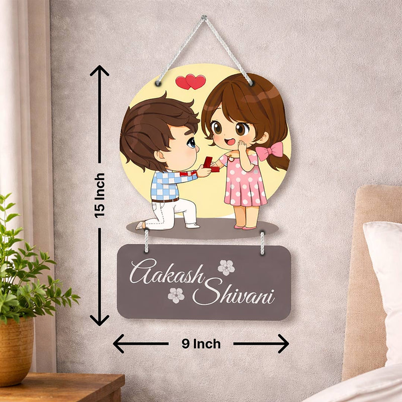 Personalized Proposal Couple Hanging Frame – Custom Name Romantic Wall Décor (15x9 Inch) | Love Craft Gifts