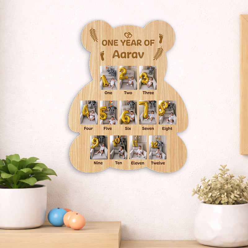 Personalized Baby First Year Memory Frame (14x18 Inch) – Custom Photo Wooden Frame Gift | Love Craft Gifts™