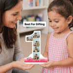 Personalized 1st Birthday Acrylic Photo Stand – Custom Number 1 Multi Photo Table Top with Name & Message (11x8 Inch) Baby Birthday Keepsake Gift | Love Craft Gifts