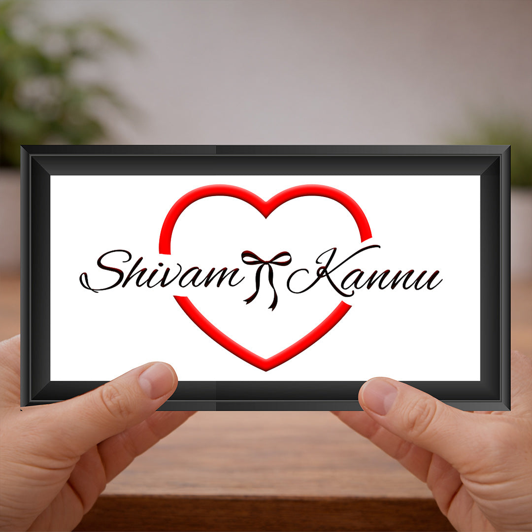 Customized Name Frame Personalized Couple Name Wall Frame with Heart Design (6x12 Inch ...