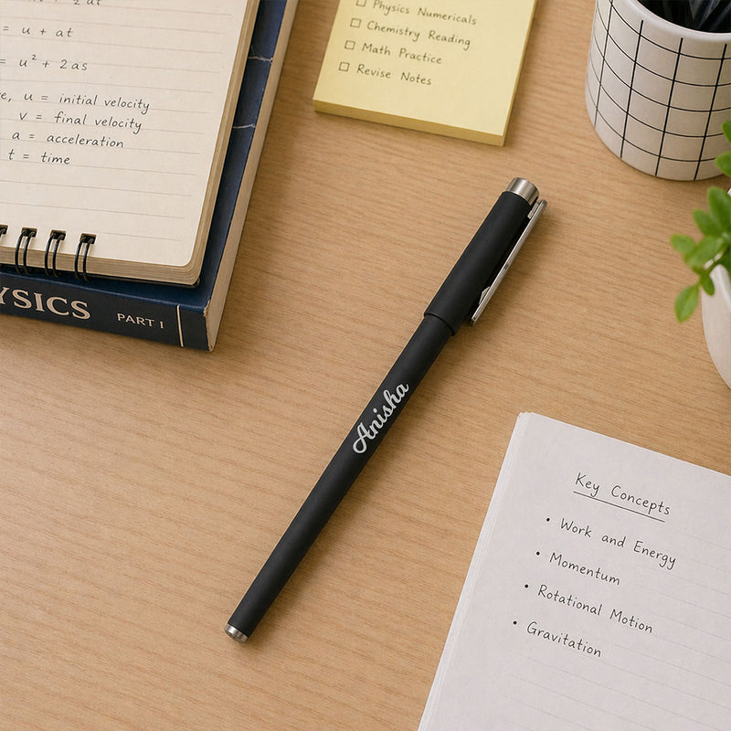 Personalized Black Name Pen Gift for Students & Office Use (Standard Size) | Love Craft Gifts™