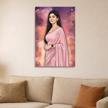 Personalized Toony Cartoon Acrylic Wall Frame for Girls (24x36 Inch)