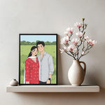 Personalized Cartoon Couple Illustration Photo Frame (6×8”) | Love Craft Gifts