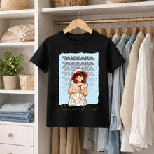 Personalized Cartoon Girl Name Black T-Shirt