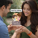 Personalized Couple Proposal Cartoon Wooden Cutout Table Stand – Custom Name Romantic Desk Décor (6x8 Inch) | Love Craft Gifts