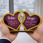 Personalized Double Heart Wooden Name Stand – Couple Gift | Love Craft Gifts