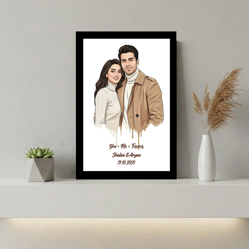 Personalized Oil Paint Style Couple Portrait Frame (8×12 Inch) | Love Craft Gifts