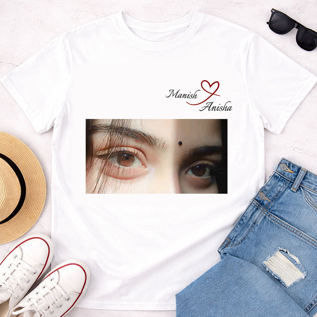 Personalized Couple Photo Name T-Shirt