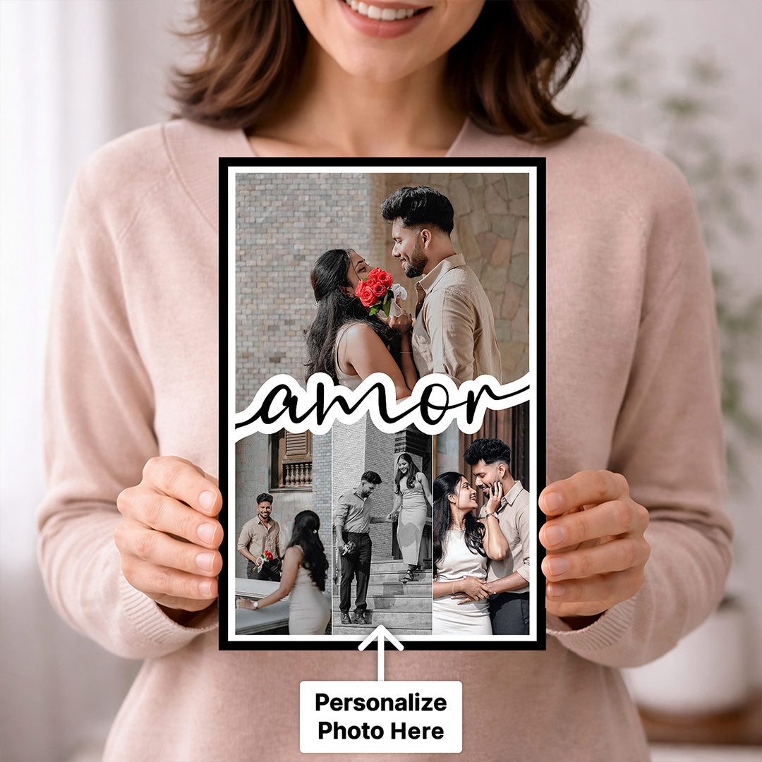 Personalized Amor Couple Photo Collage Frame – Custom Romantic Multi Photo Frame (All Sizes) | Love Craft Gifts