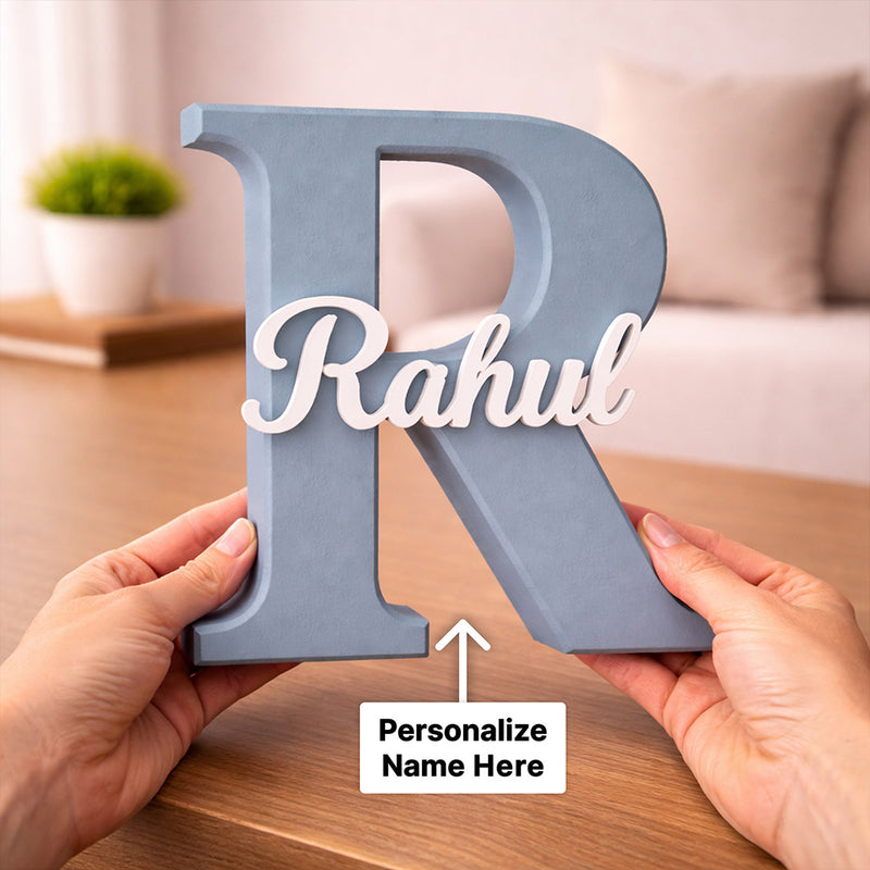 Personalized Alphabet Name Stand (6.5x6.5 Inch) Custom Initial Letter Plastic Table Top Décor with Name | Love Craft Gifts