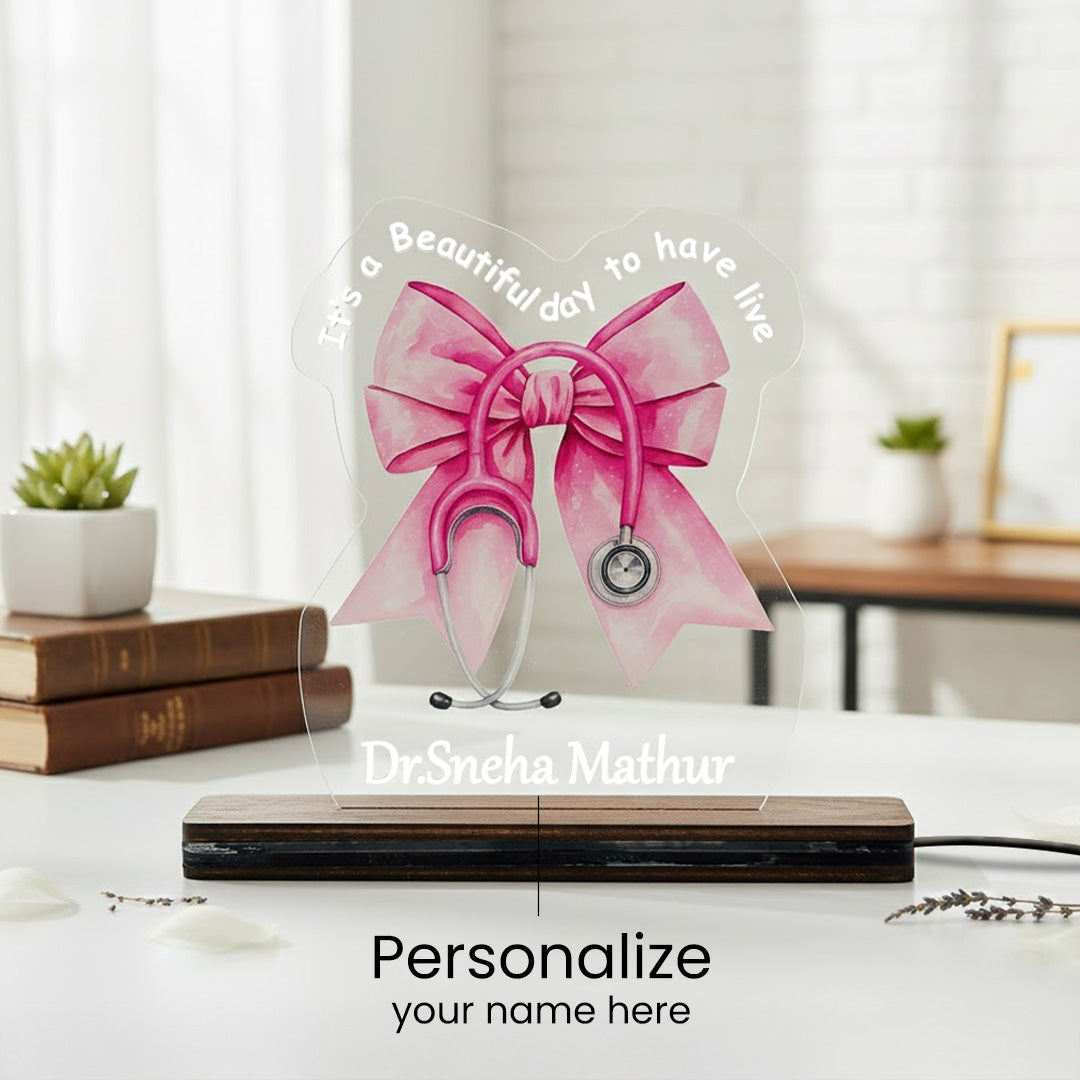 Personalized Doctor Acrylic Lamp with Stethoscope – 6×7 Inch | Love Craft Gifts