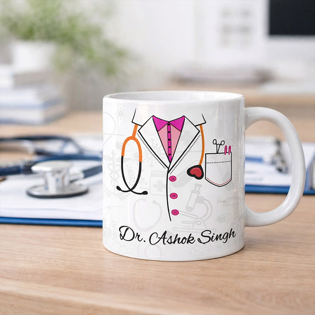 Personalized Doctor Theme Coffee Mug Custom Name Medical Gift Ceramic Cup 350ml | Love Craft Gifts
