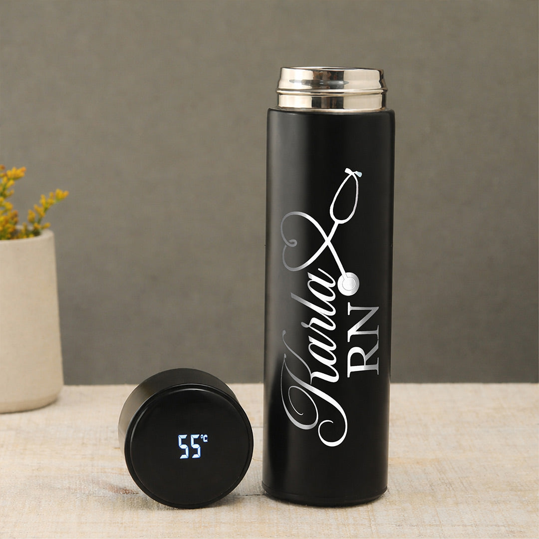Personalized Doctor Name Water Bottle – Custom RN Nurse Stainless Steel Bottle (500ml, Matte Black) Medical Gift for Doctors, Nurses & Healthcare Professionals | Love Craft Gifts