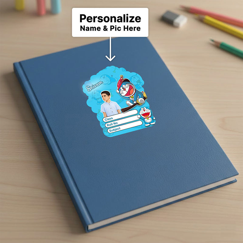 Personalized Doraemon Cartoon Kids Name Slips – Illustrated Cartoon Art School Name Stickers (2×3 Inch, 28 Stickers) | Love Craft Gifts