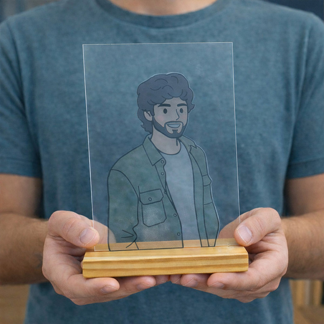 Personalized Kawaii Embossing Art Acrylic Frame – Table Top Gift (6×8 Inch) | Love Craft Gifts