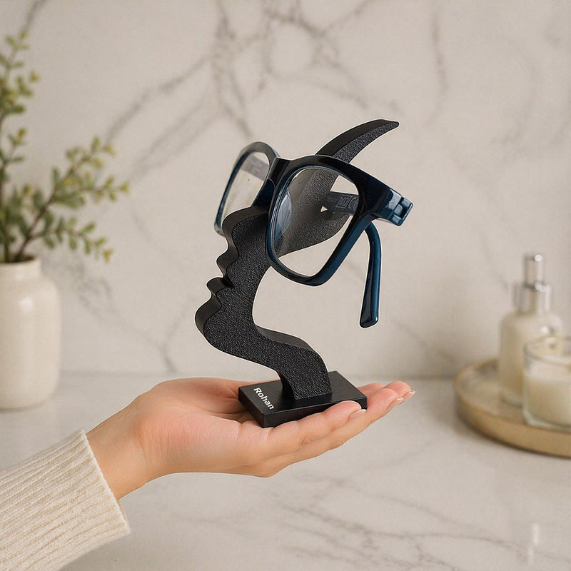 Personalized Face Design Eyeglass Holder Stand – Custom Name Glasses Organizer Desk Stand for Home & Office | Love Craft Gifts™
