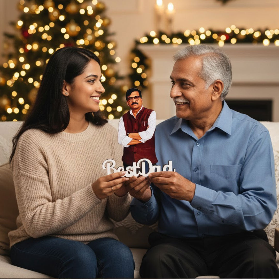 Personalized Cartoon Name Table Stand – Best Dad Edition (7×6 Inch) | Love Craft Gifts