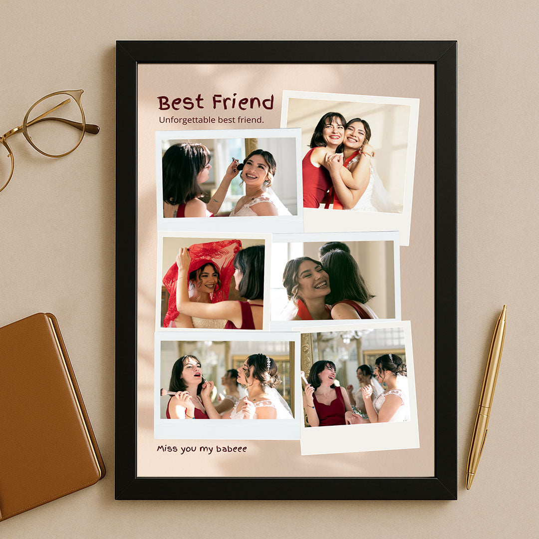 Best Friend Personalized Photo Collage Frame – Polaroid Style Memory Gift | Love Craft Gifts