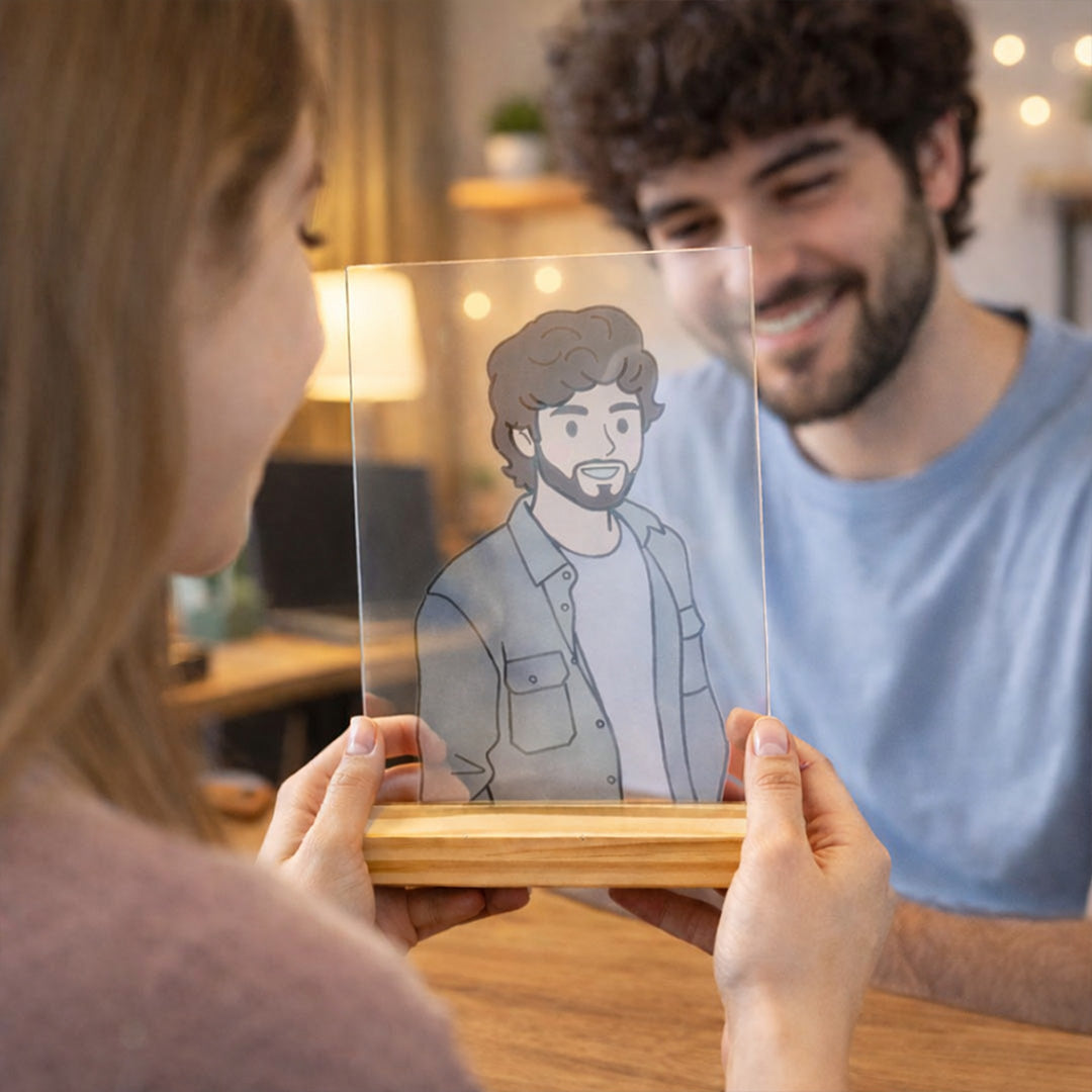 Personalized Kawaii Embossing Art Acrylic Frame – Table Top Gift (6×8 Inch) | Love Craft Gifts