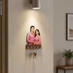 Personalized Couple Cartoon Wooden Key Holder (5×4”) | Love Craft Gifts