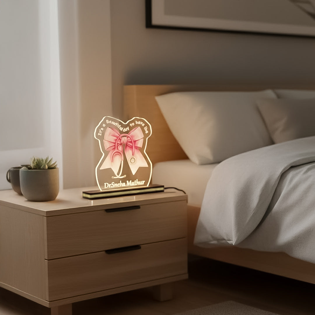 Personalized Doctor Acrylic Lamp with Stethoscope – 6×7 Inch | Love Craft Gifts