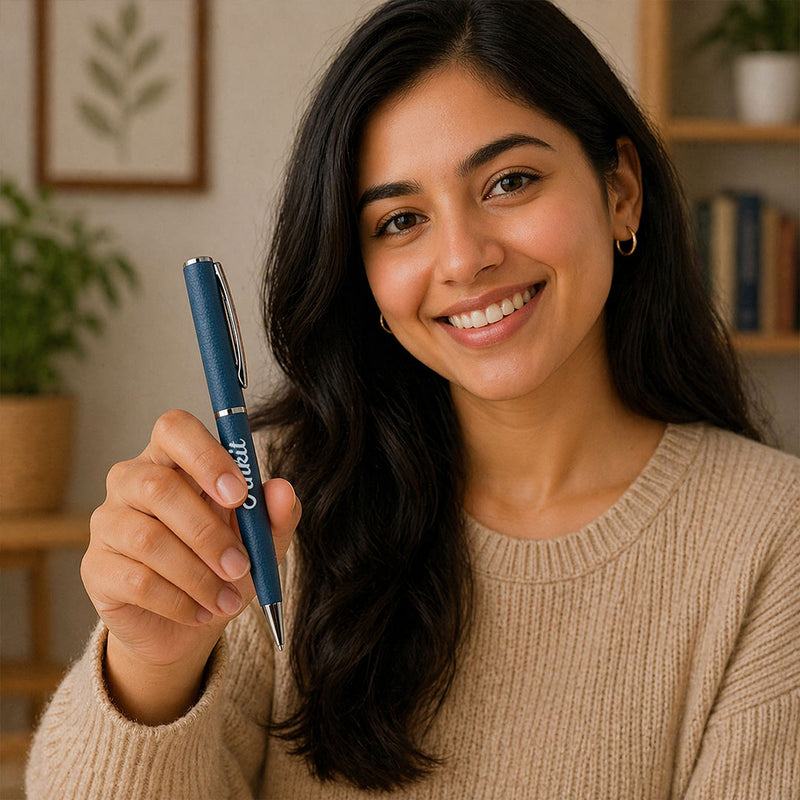 Personalized Matte Blue Pen (Standard Size) – Premium Custom Name Writing Gift for Professionals | Love Craft Gifts™
