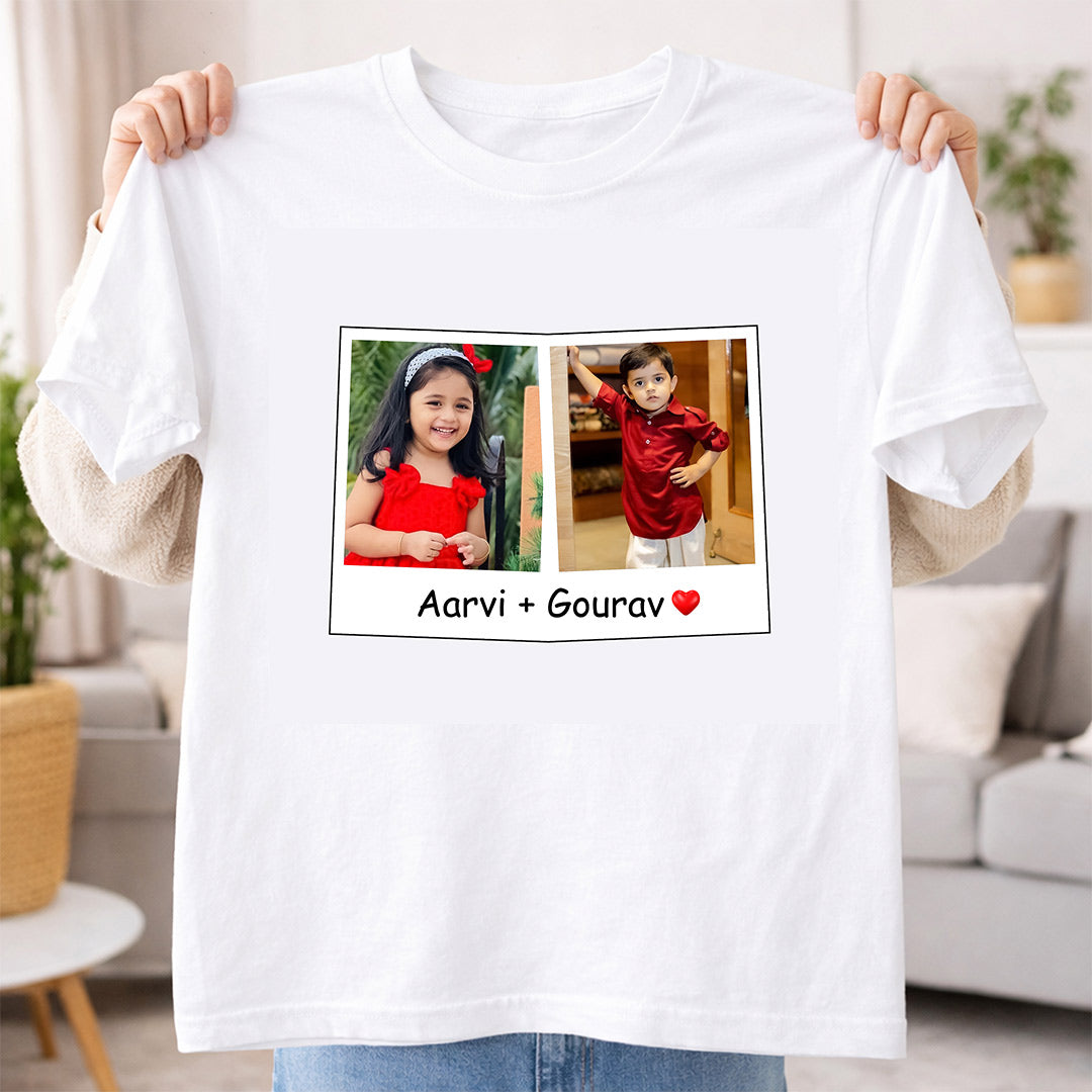 Personalized Kids Photo & Name Print White T-Shirt – Custom Unisex Casual Wear | Love Craft Gifts