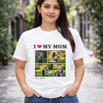 Personalized I ❤️ My Mom Photo Collage T-Shirt – Custom 4 Pics Design | Love Craft Gifts
