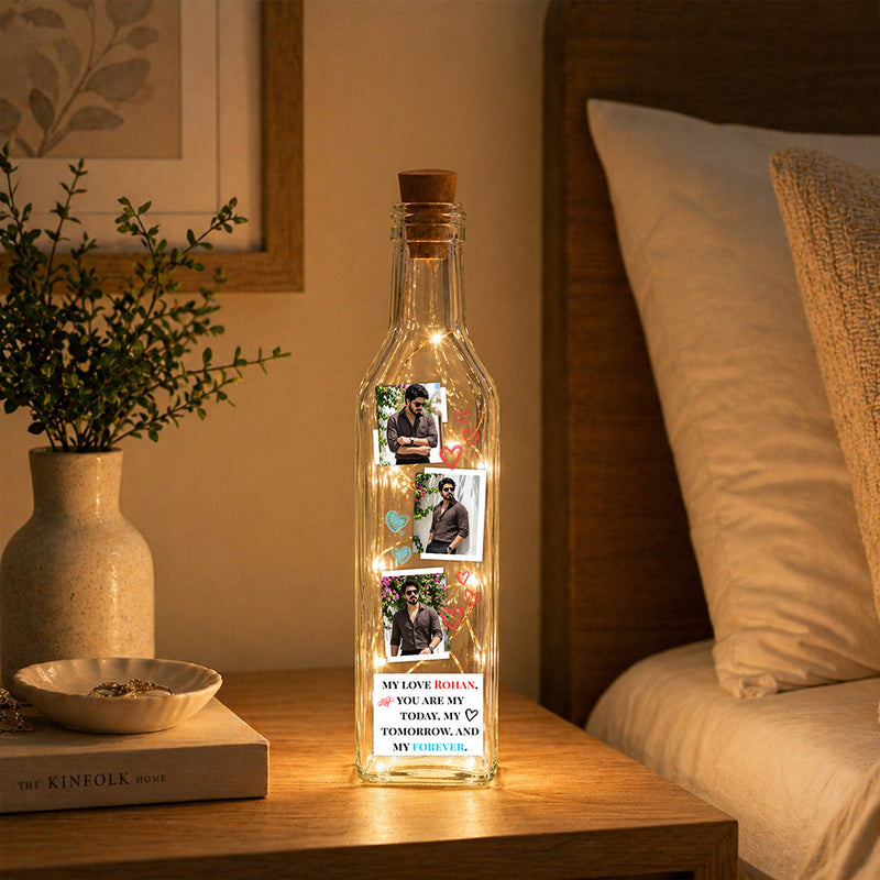 Personalized Multi Photo LED Bottle Lamp (Standard Size) – Custom Love Memory Light Gift with Name & Message | Love Craft Gifts™