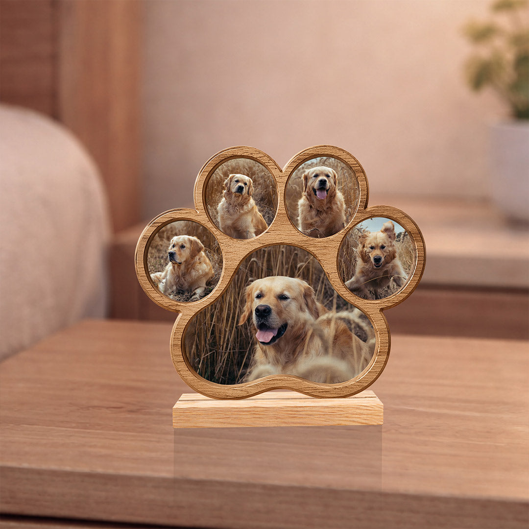 Personalized Pet Paw Photo Frame – Custom Dog Memory Wooden Frame (6x5 Inch) Unique Pet Lover Gift | Love Craft Gifts™