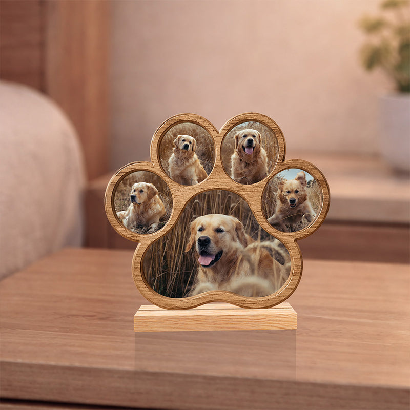 Personalized Pet Paw Photo Frame – Custom Dog Memory Wooden Frame (6x5 Inch) Unique Pet Lover Gift | Love Craft Gifts™
